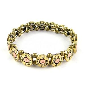 BRASS 8mm Luger Bullet with Crystal Stretch Bracel